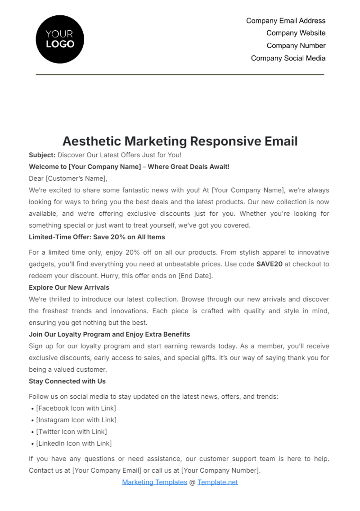 Aesthetic Marketing Responsive Email Template - Edit Online & Download