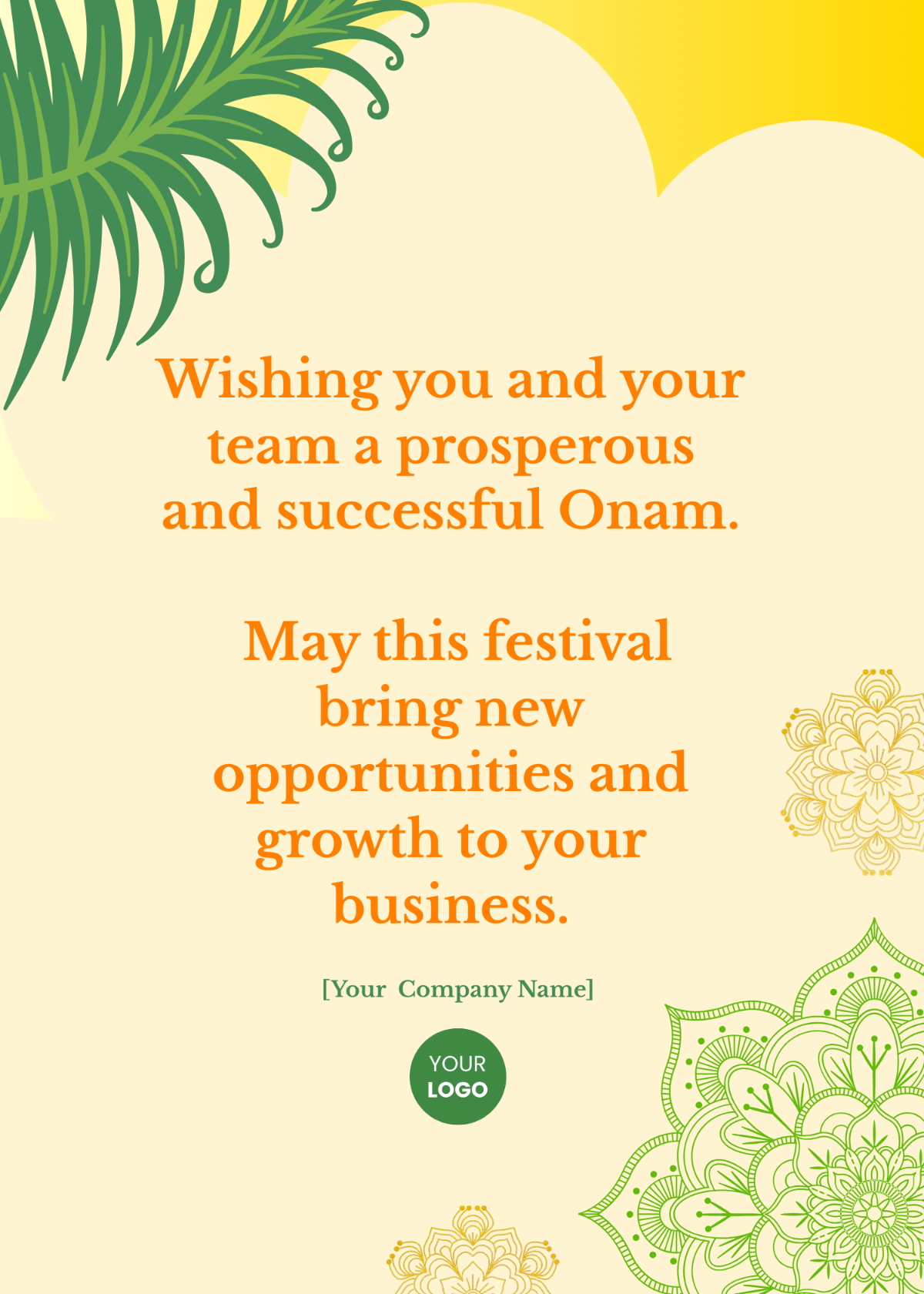 Onam Business Wishes Template - Edit Online & Download