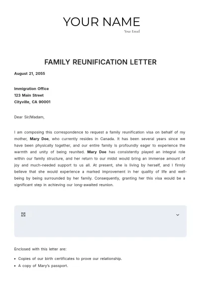 Free Family Reunification Letter Template to Edit Online