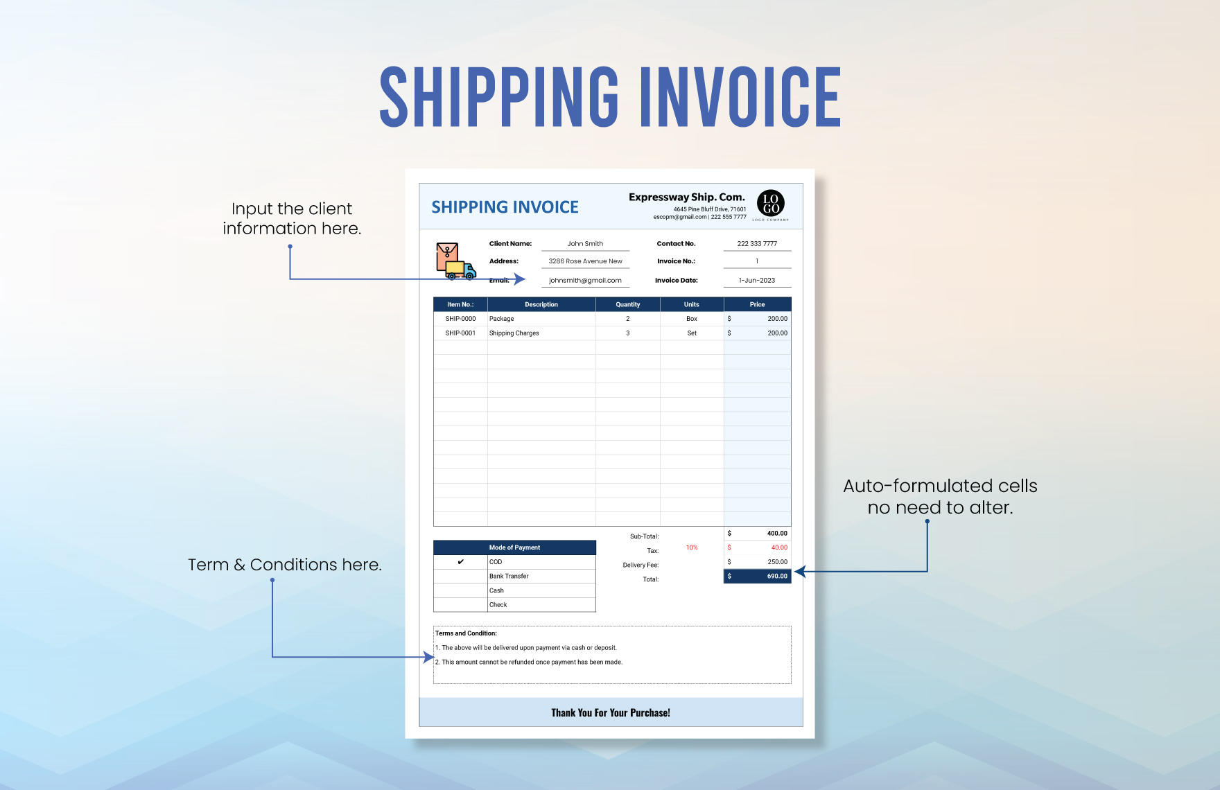 Shipping Invoice Template