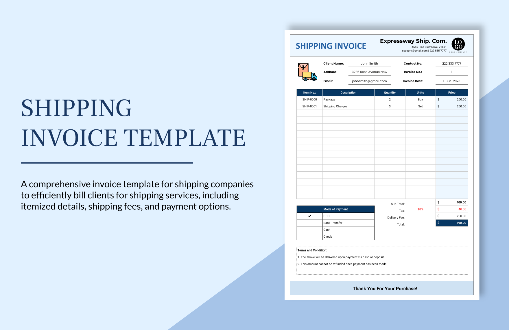 Shipping Invoice Template