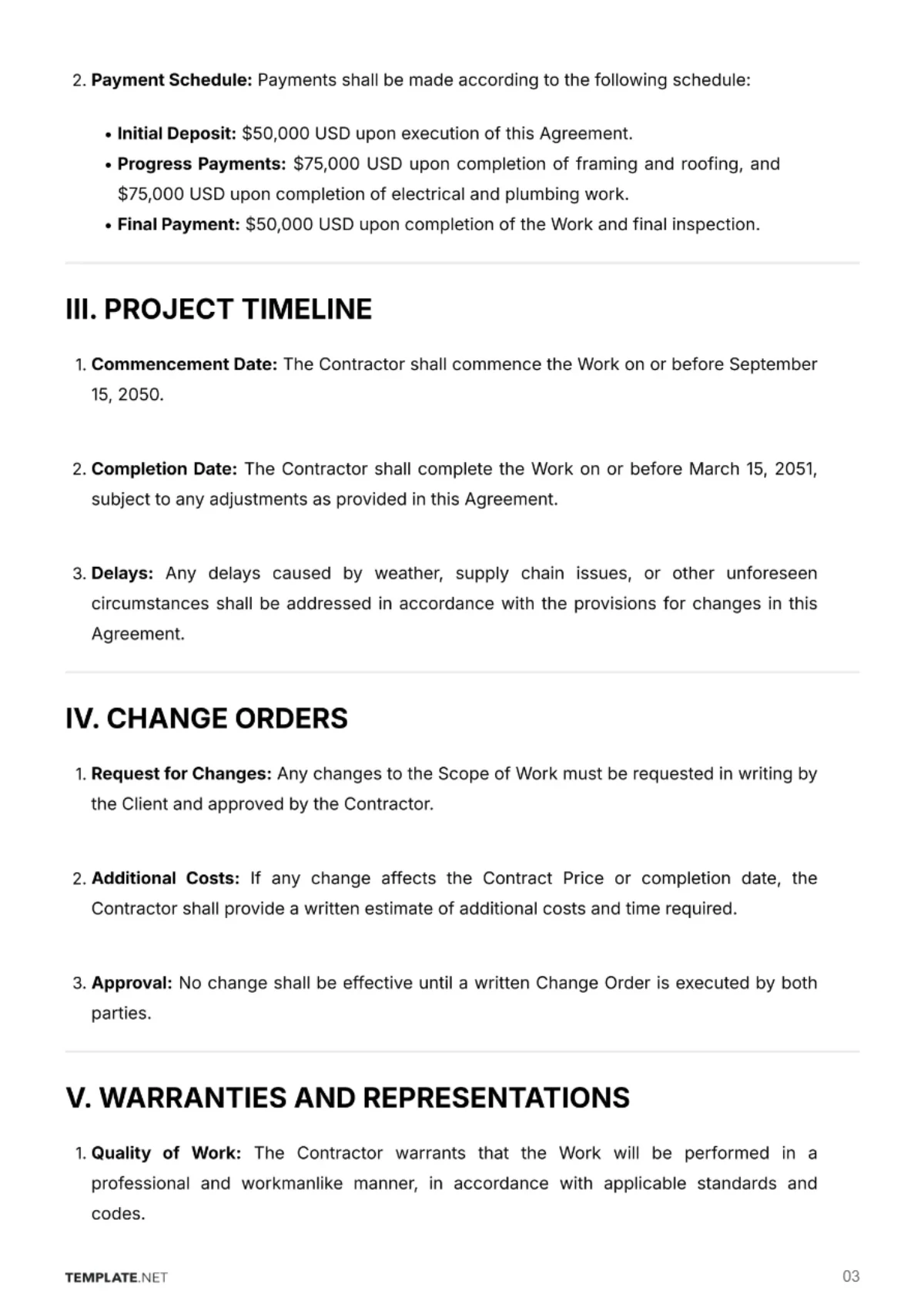 Free Construction Agreement Template to Edit Online