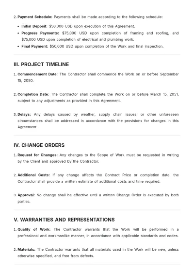 Free Construction Agreement Template to Edit Online