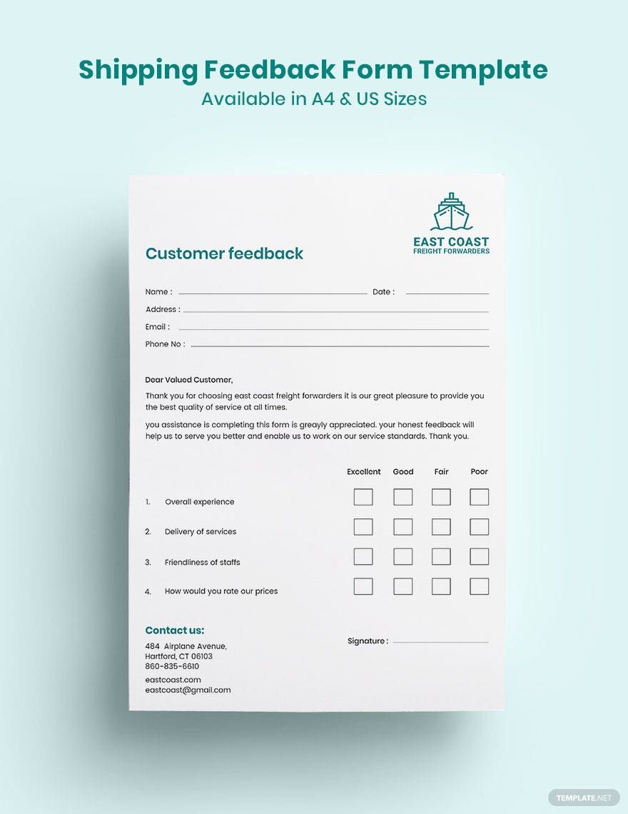 Shipping Feedback Form Template