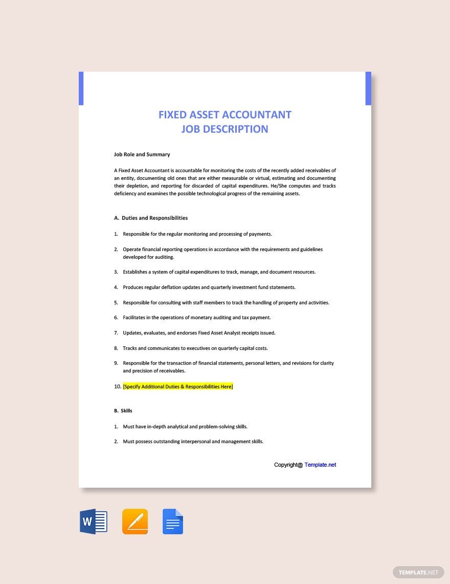 Fixed Asset Accountant Job Description Template Free Pdf Word My XXX 