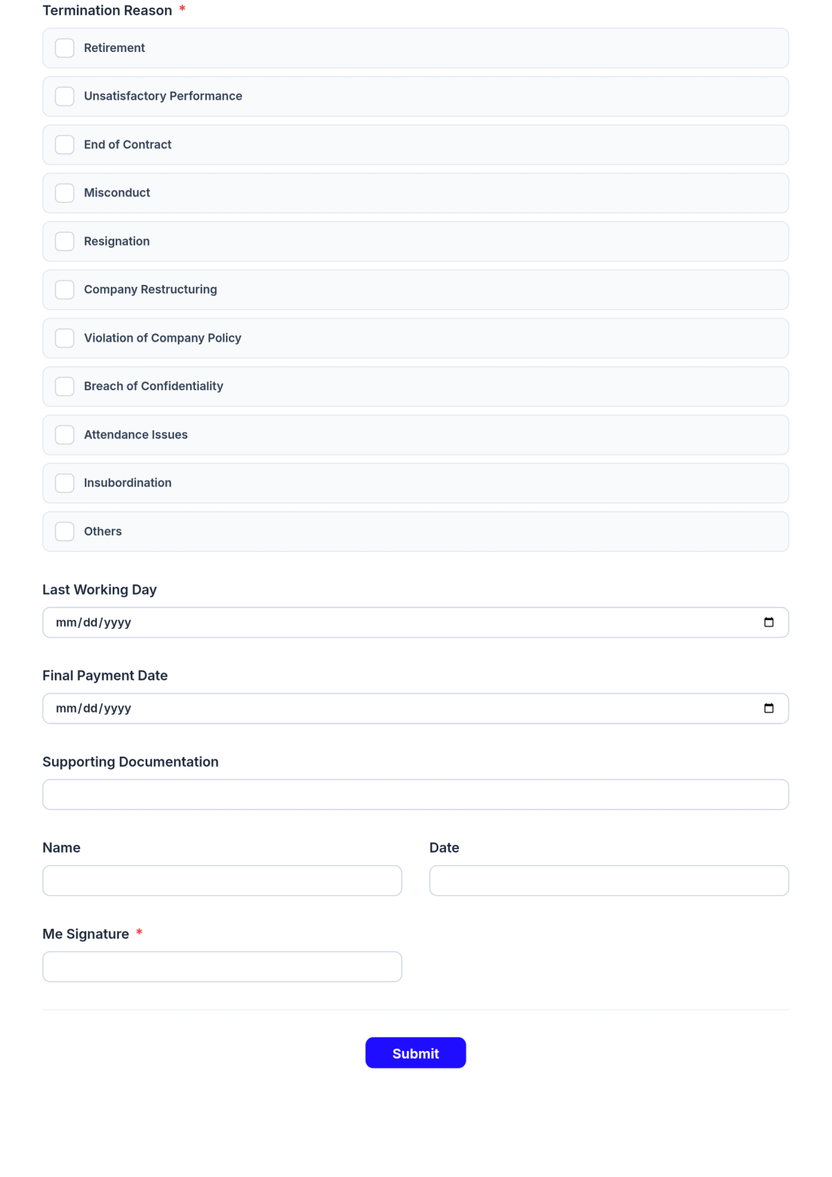 Free HR Employee Termination Form Template & AI Maker Free HR Employee Termination Form Template & AI Maker