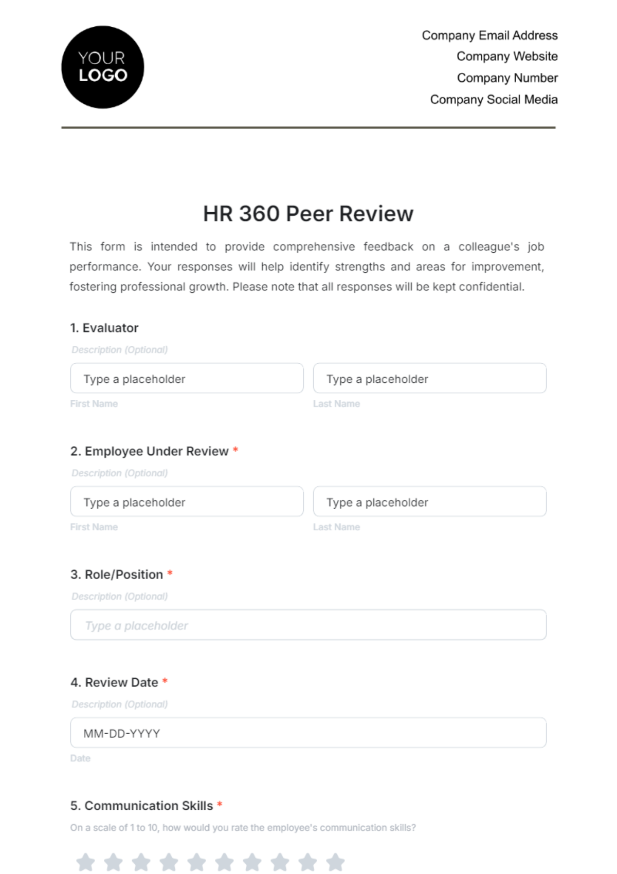 HR 360 Peer Review Template - Edit Online & Download