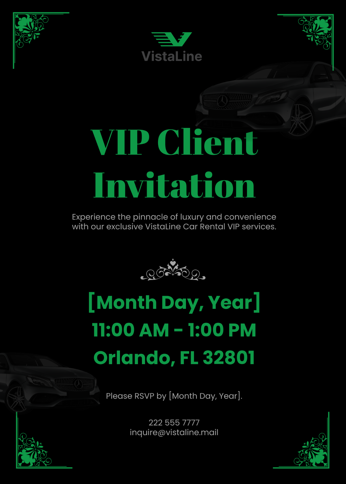 Car Rental VIP Client Invitation Template