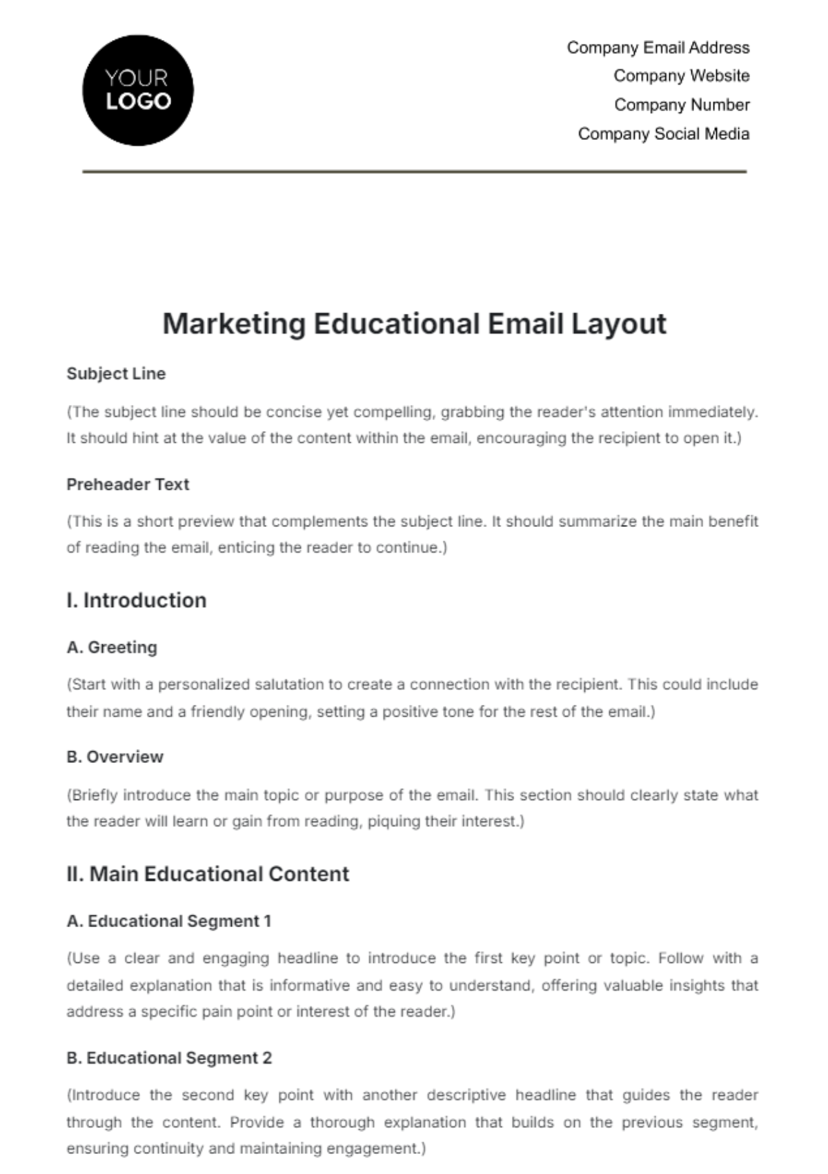 Marketing Educational Email Layout Template - Edit Online & Download