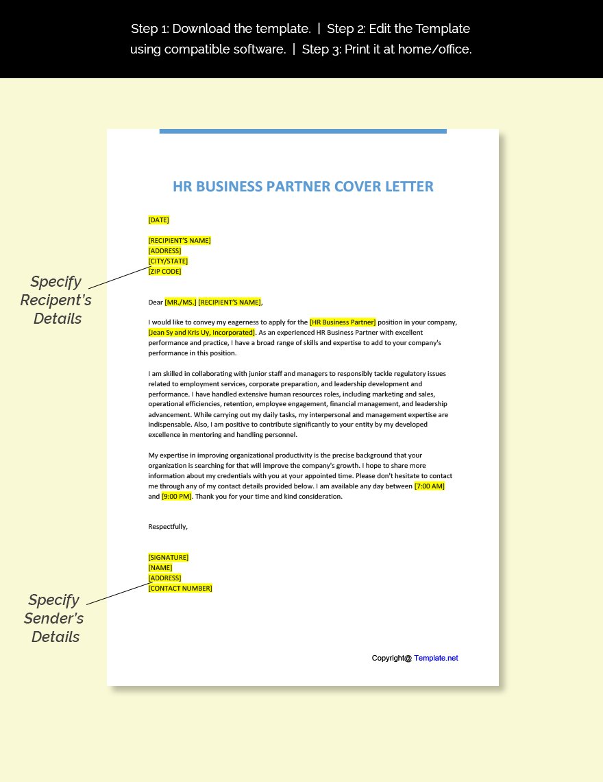 HR Business Partner Cover Letter Template
