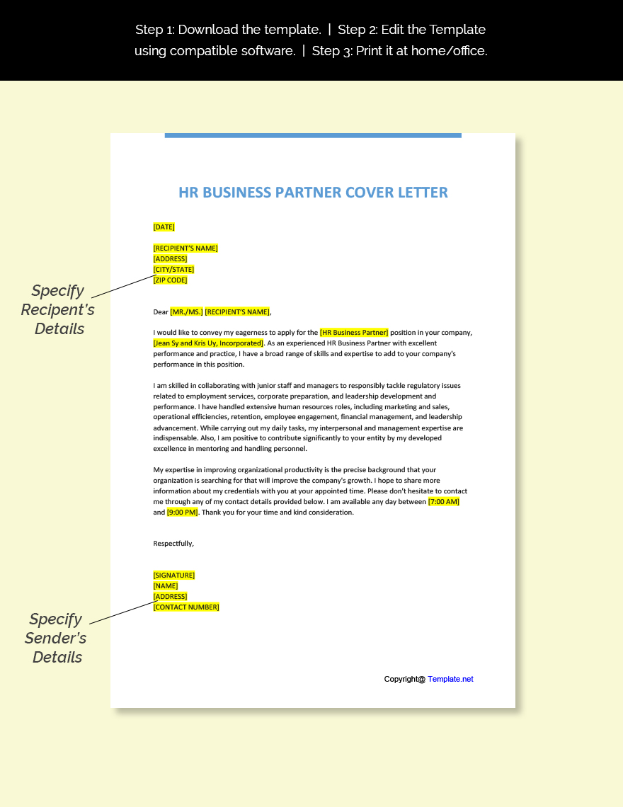 HR Business Partner Cover Letter