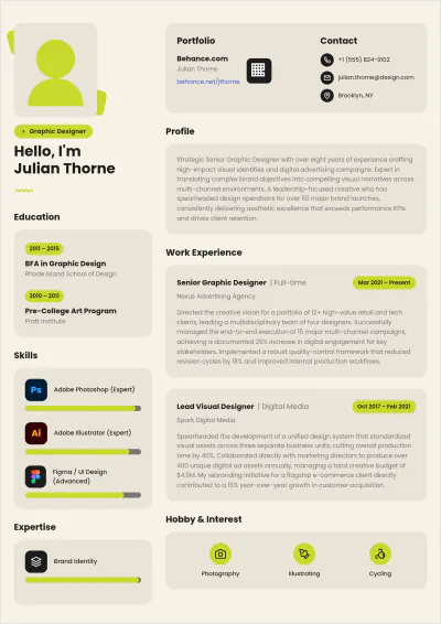 Free Creative ATS Resume Template, AI Resume Builder