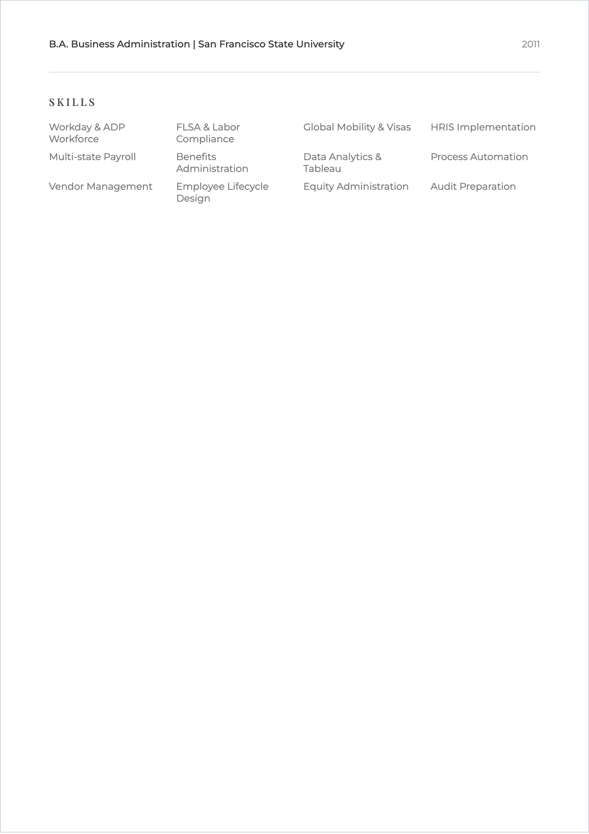 Free Functional HR Operations ATS Resume Template, AI Resume Builder