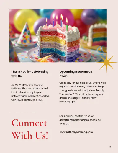 Free Colorful Birthday Magazine Template to Edit Online