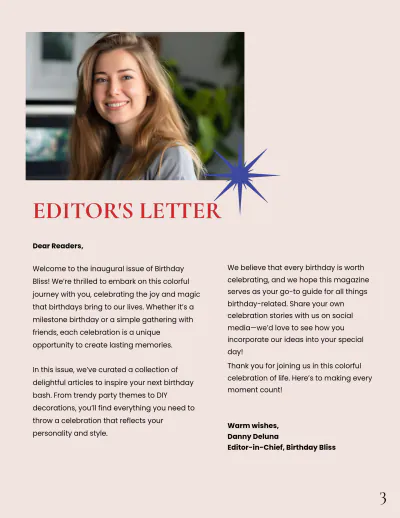Free Colorful Birthday Magazine Template to Edit Online
