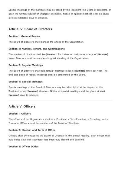 Free Bylaws Template to Edit Online