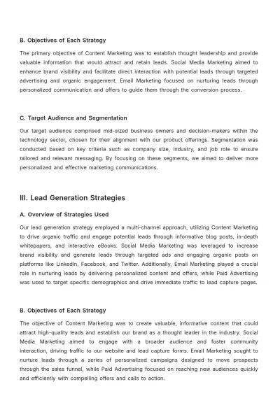 Free Marketing Lead Generation Report Template to Edit Online