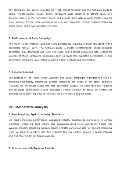 Free Marketing Lead Generation Report Template to Edit Online