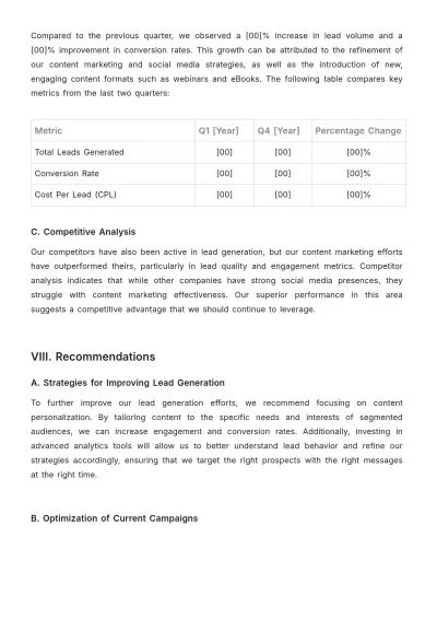 Free Marketing Lead Generation Report Template to Edit Online