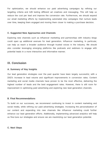 Free Marketing Lead Generation Report Template to Edit Online