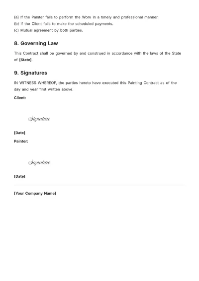 Free Professional Painting Contract Template to Edit Online