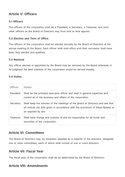 Free Articles of Incorporation Bylaws Template to Edit Online