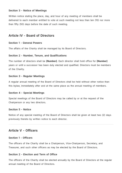 Free Aesthetic Charity Bylaws Template to Edit Online