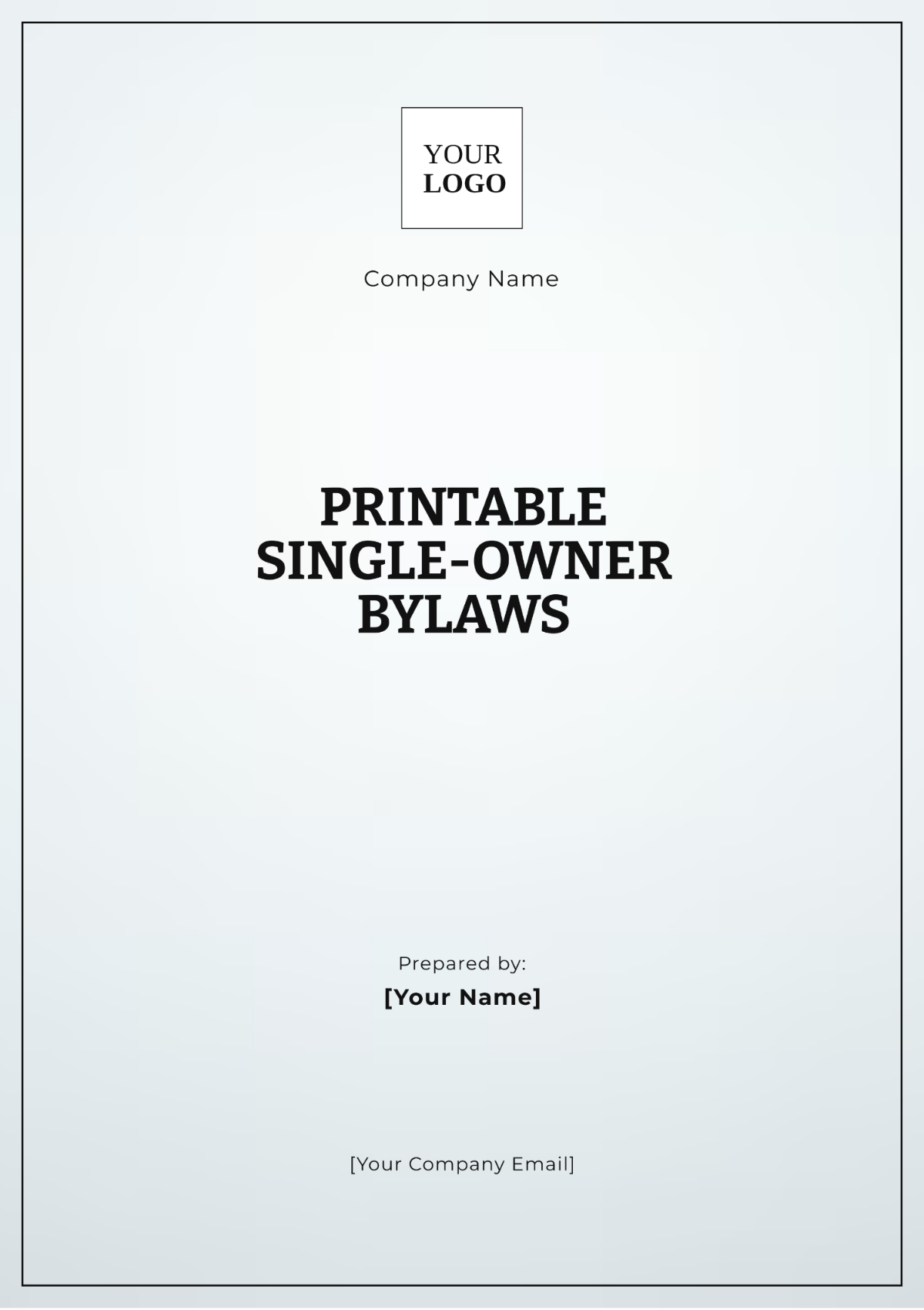 Printable Single Owner Bylaws Template - Edit Online & Download