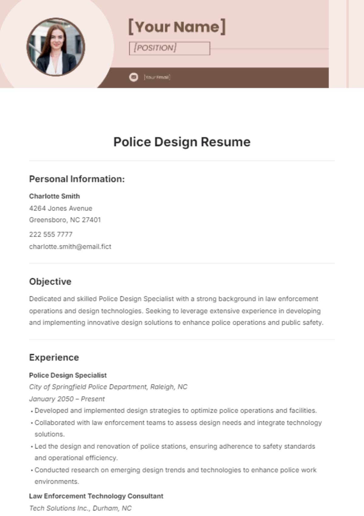 Police Design Resume Template - Edit Online & Download