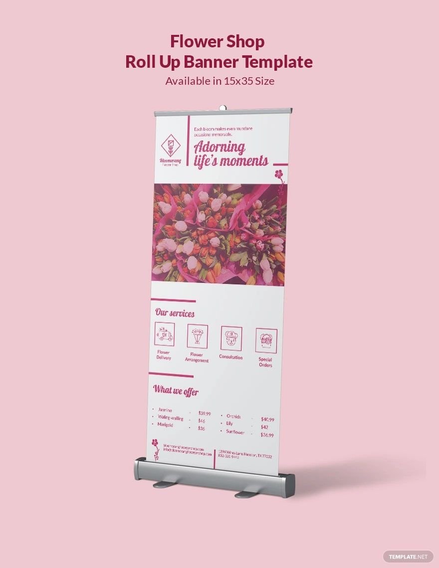 Free Flower Shop Roll Up Banner Template