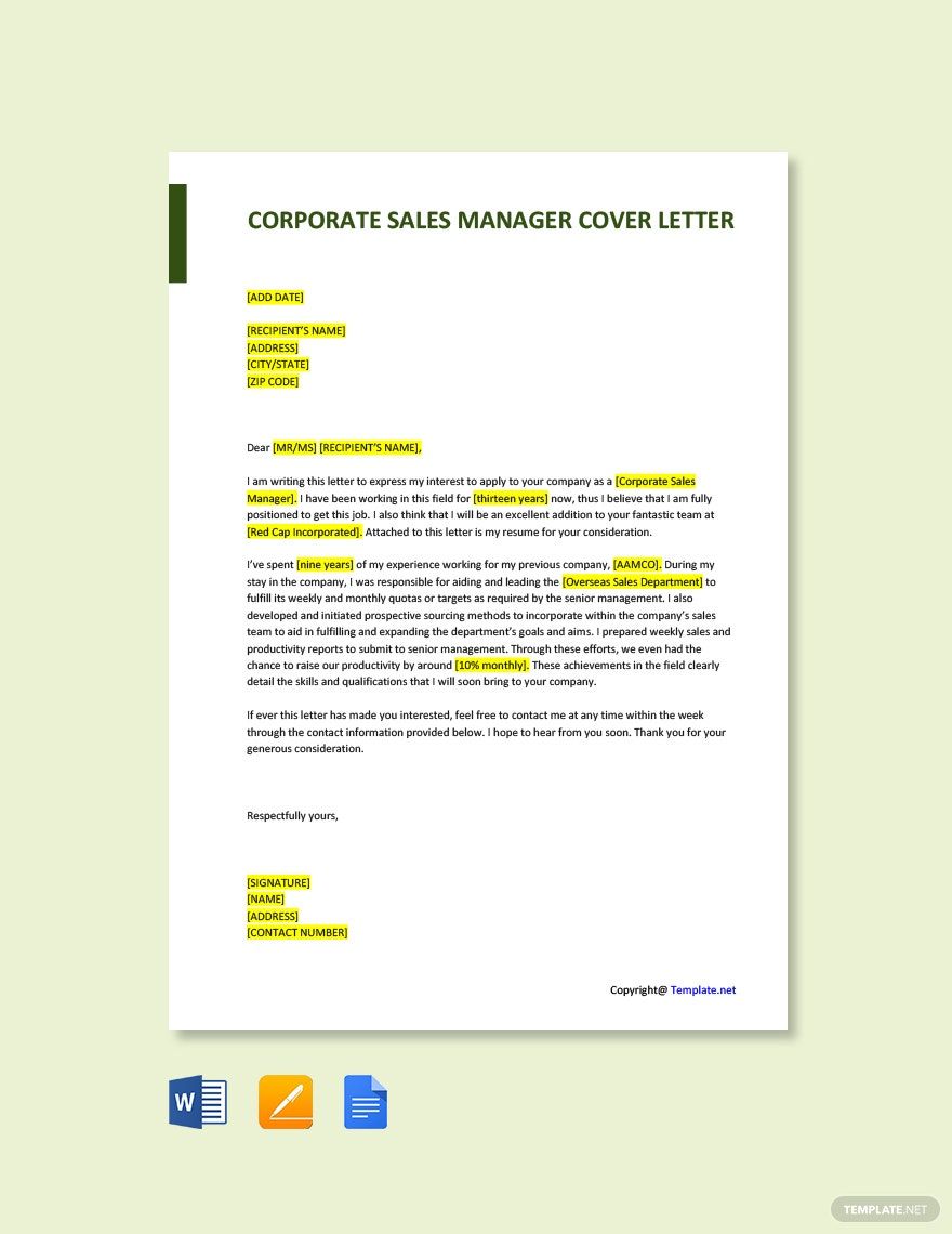 cover letter for channel sales manager