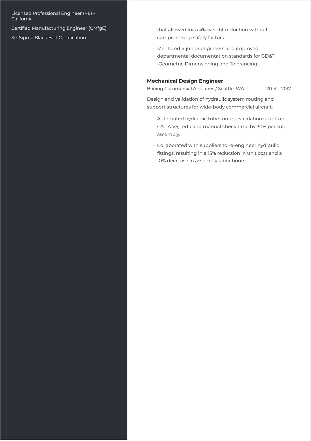 Free Engineer ATS Resume Template, AI Resume Builder