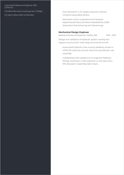 Free Engineer ATS Resume Template, AI Resume Builder