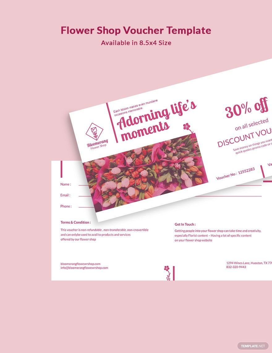 Flower Shop Voucher Template in Word, Illustrator, PSD, Apple Pages, Publisher, InDesign