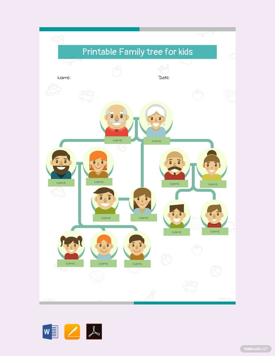 Printable Family Tree for Kid's Template