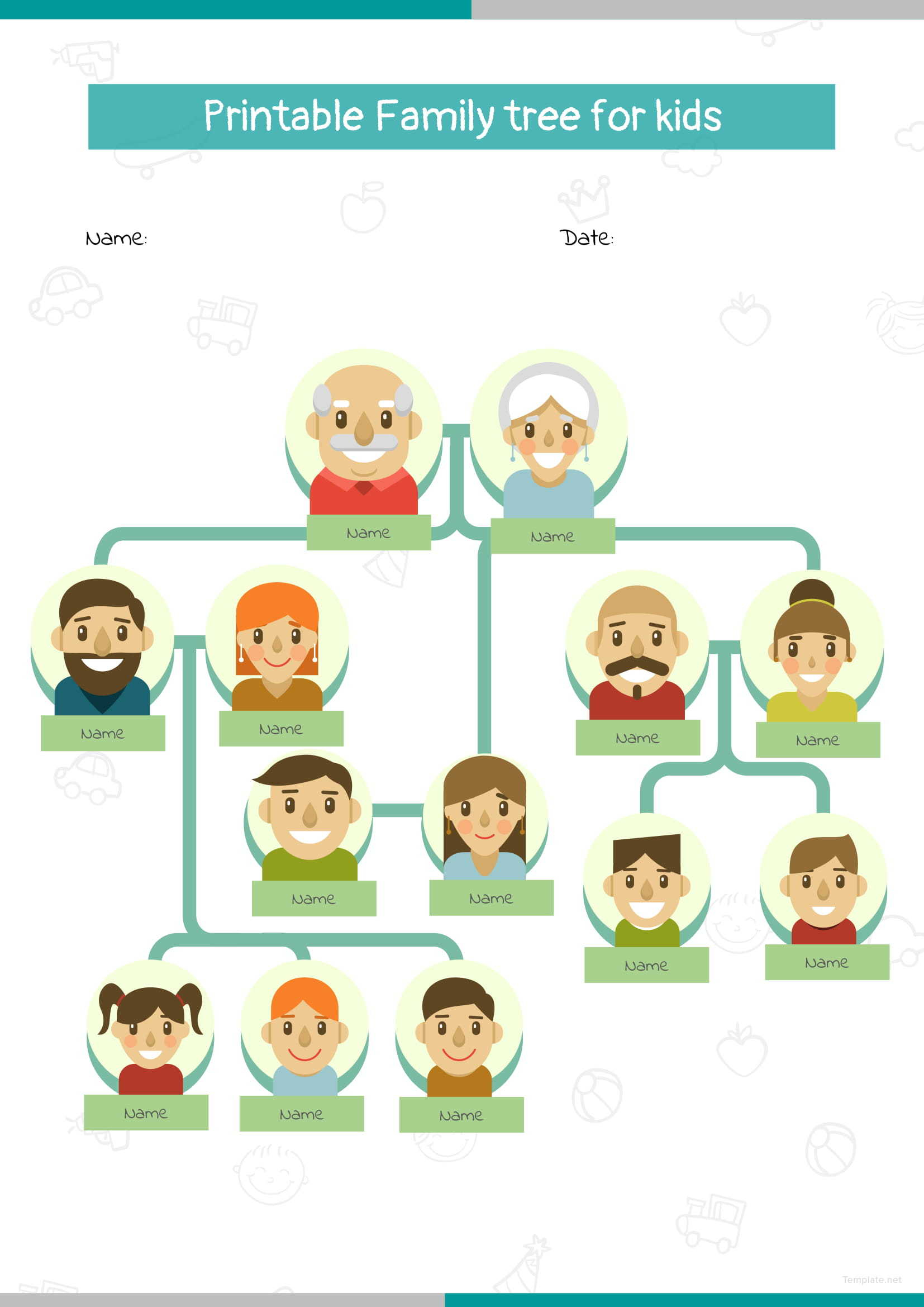 Printable Family Tree For Kids Template In Microsoft Word Template