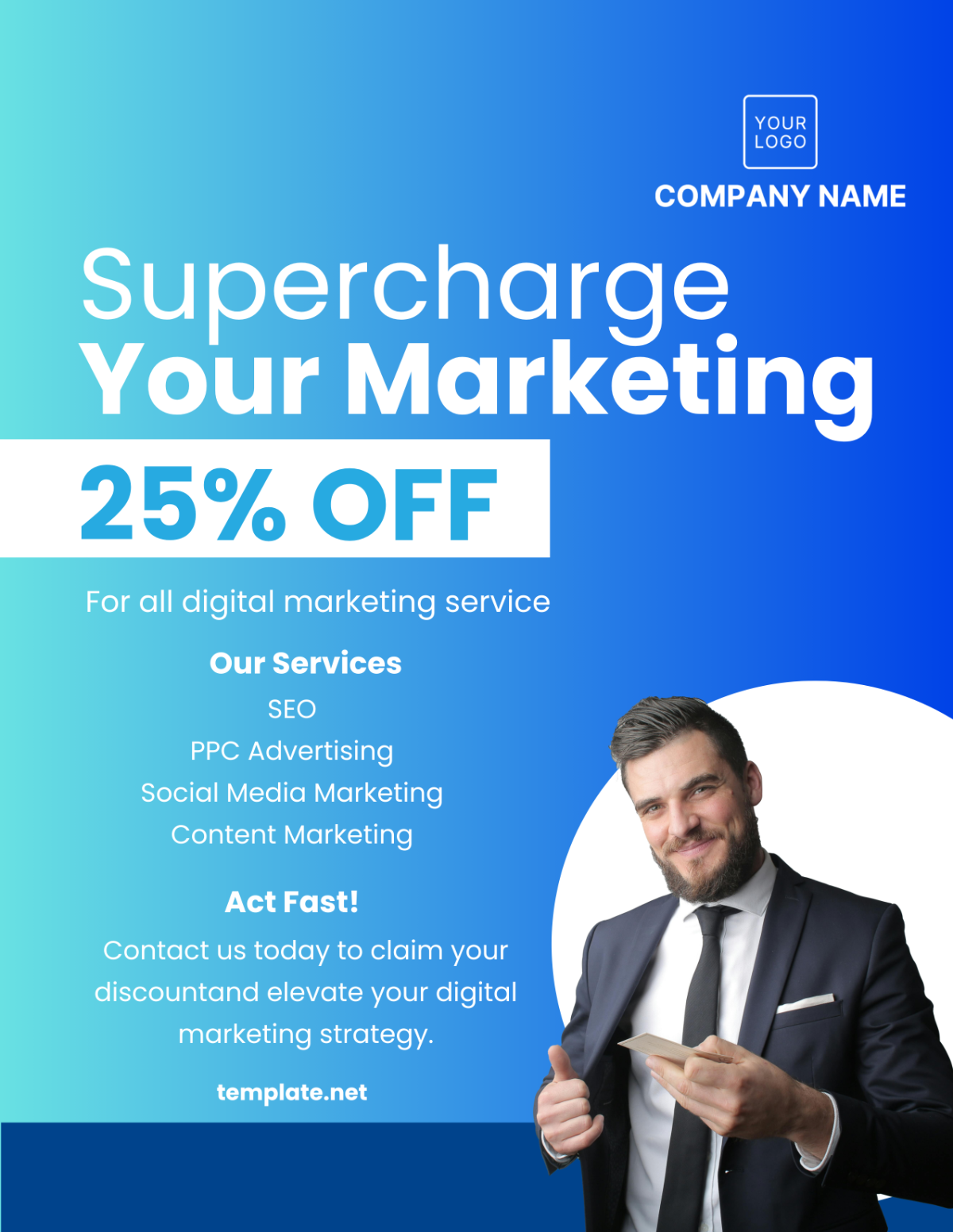 Marketing Service Promotion Flyer Template - Edit Online & Download