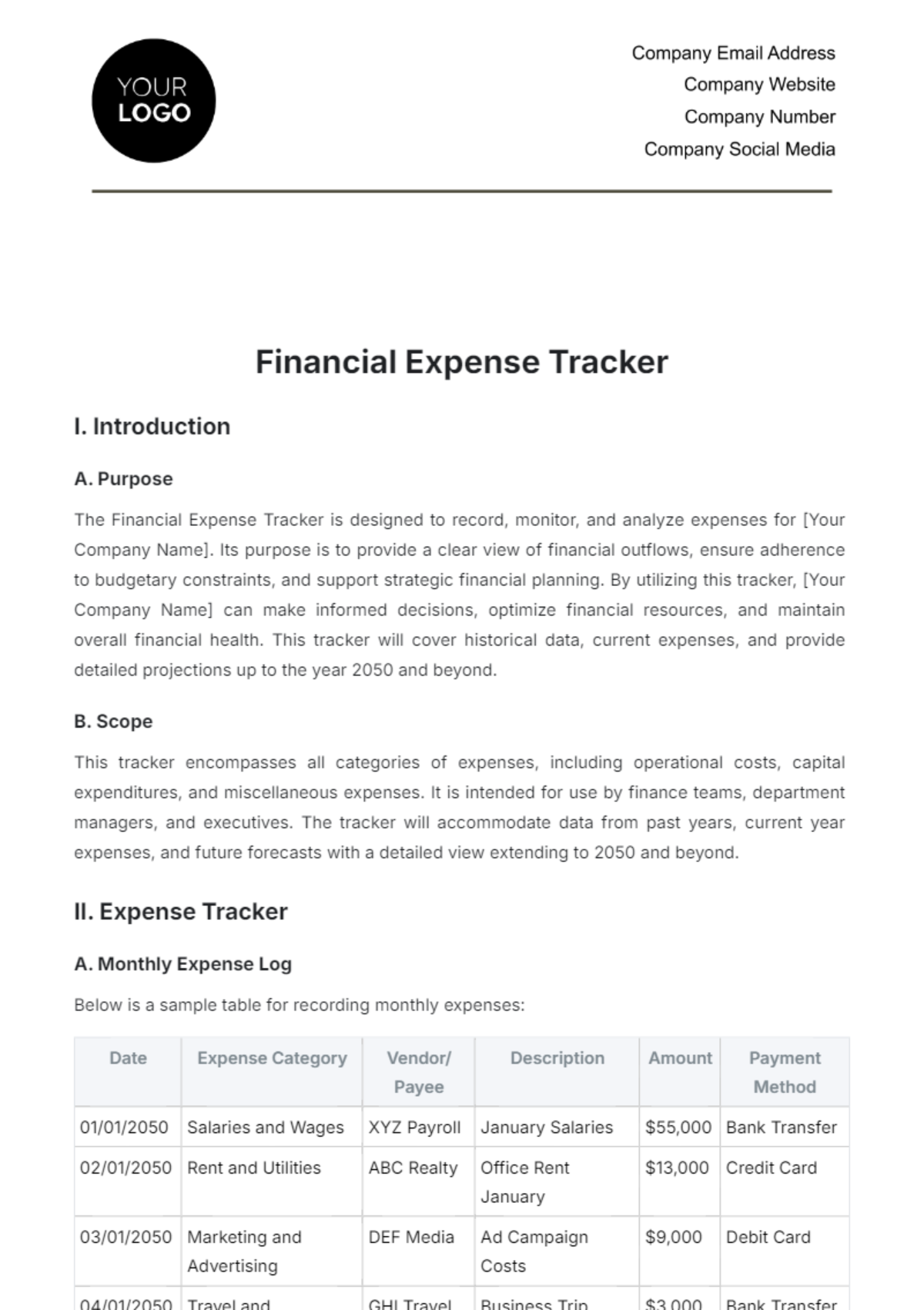 Financial Expense Tracker Template - Edit Online & Download