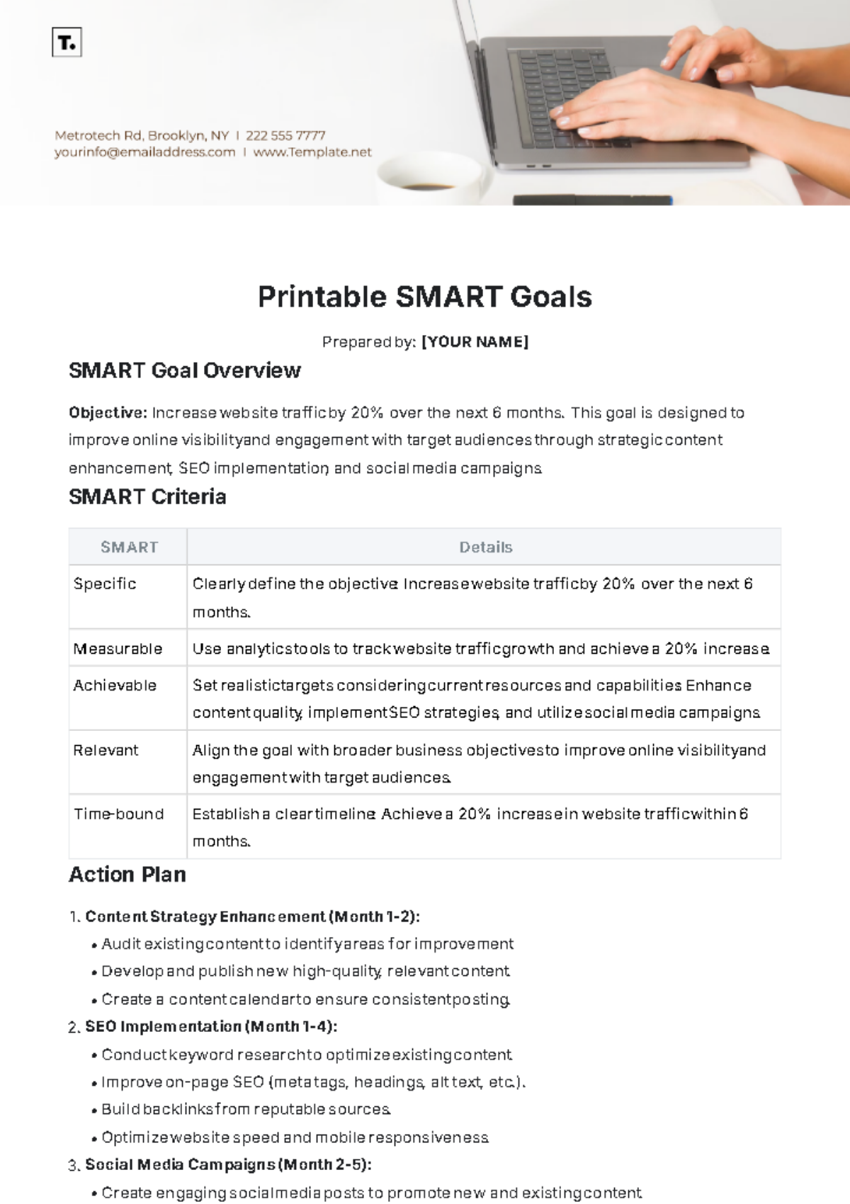 Printable SMART Goals Template - Edit Online & Download