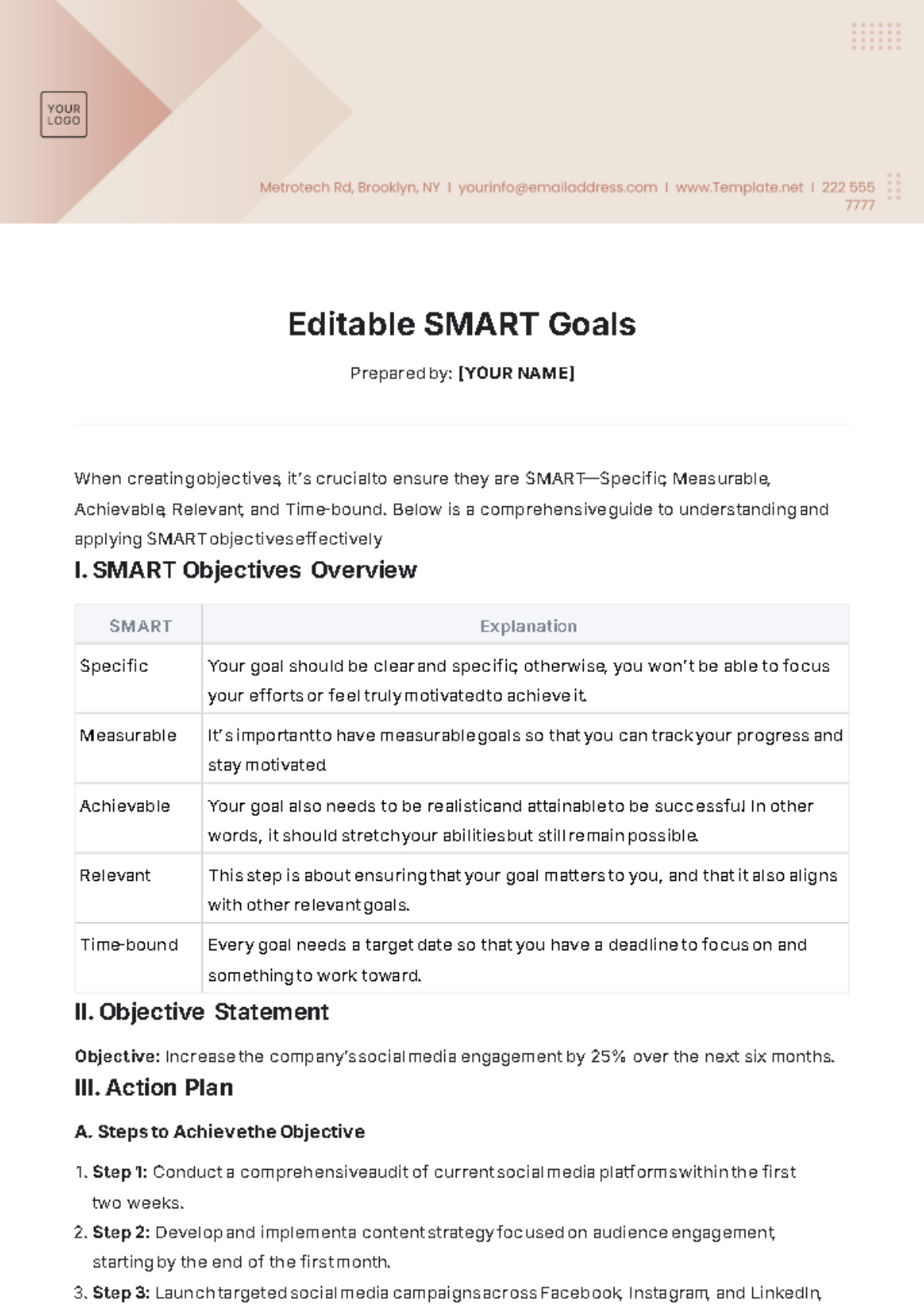 Editable SMART Goals Template - Edit Online & Download