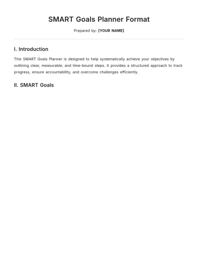 Free SMART Goals Planner Format Template to Edit Online