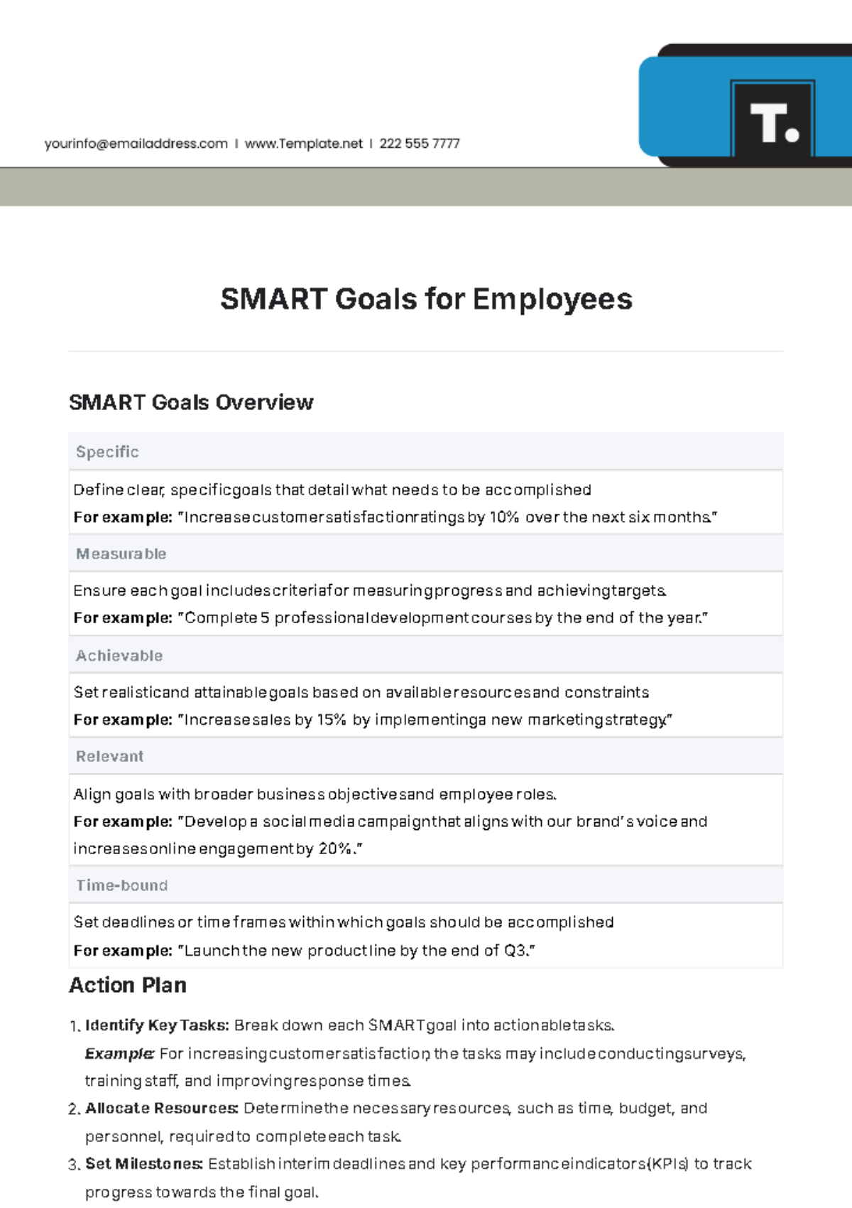 SMART Goals for Employees Template - Edit Online & Download