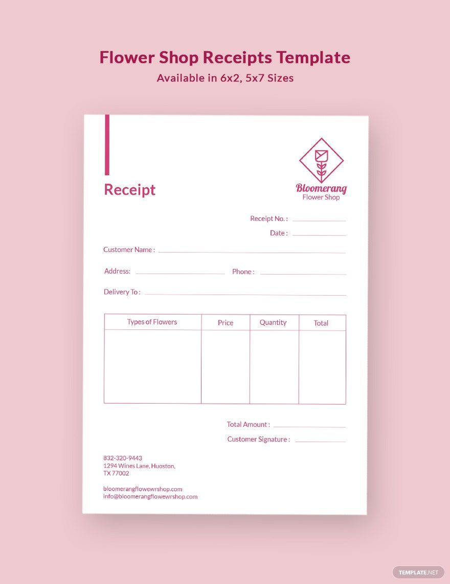 Flower Shop Receipt Template