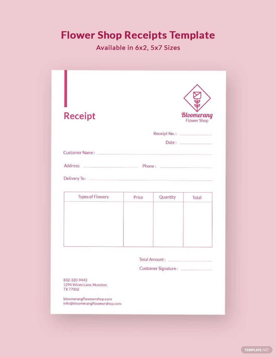 Free Flower Shop Receipt Template Download In Word Google Docs Google Sheets Apple Pages