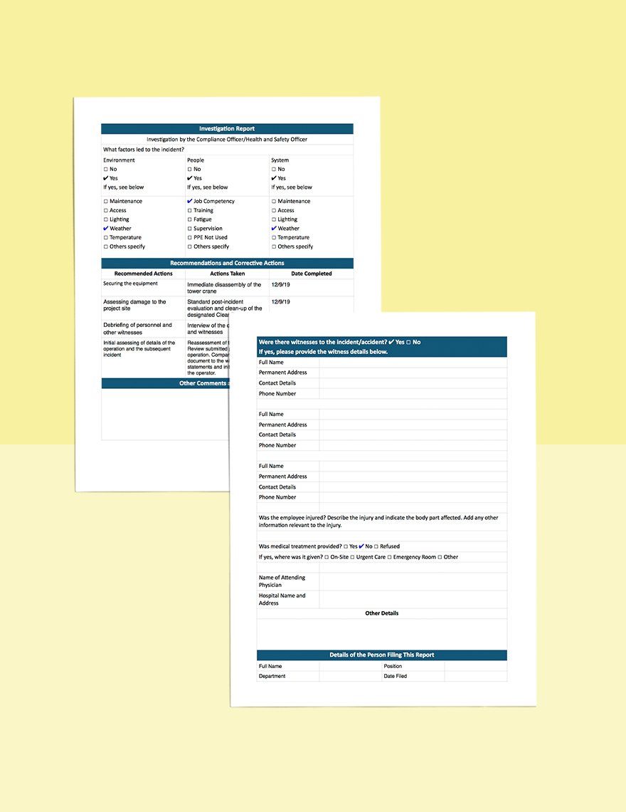 Incident and Corrective Action Report Template