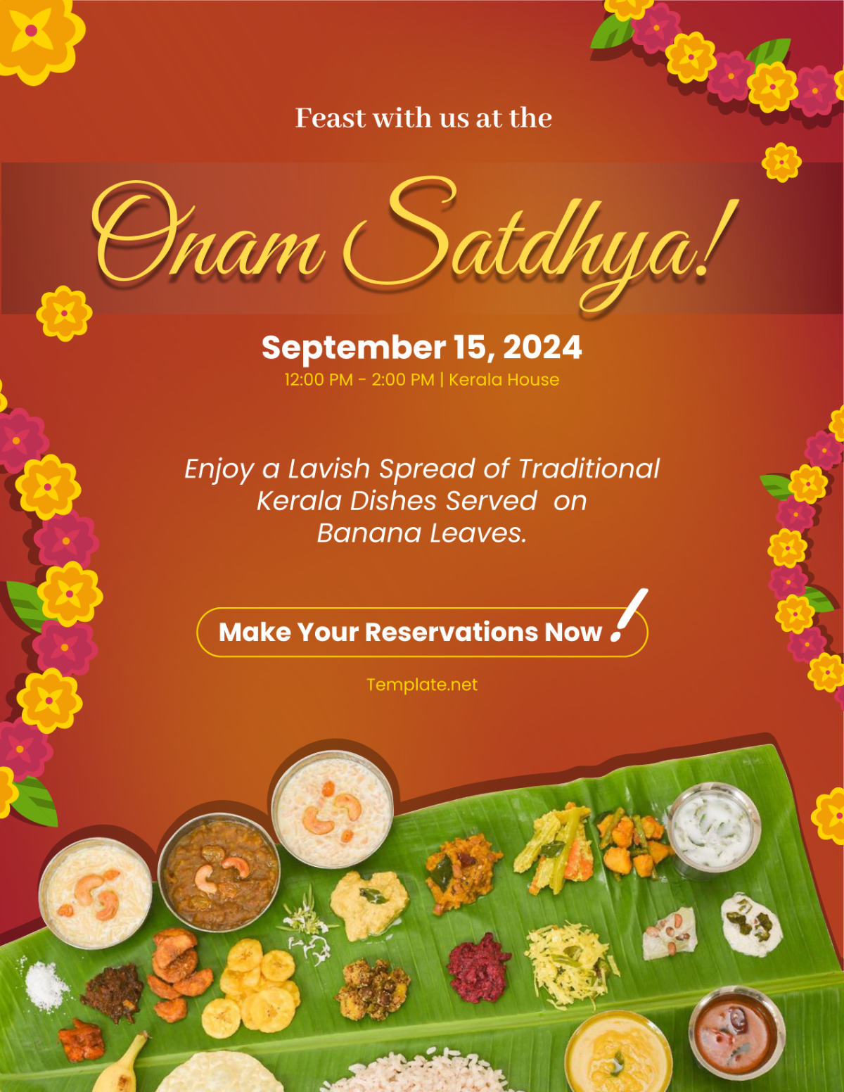 Onam Sadhya Flyer Template - Edit Online & Download