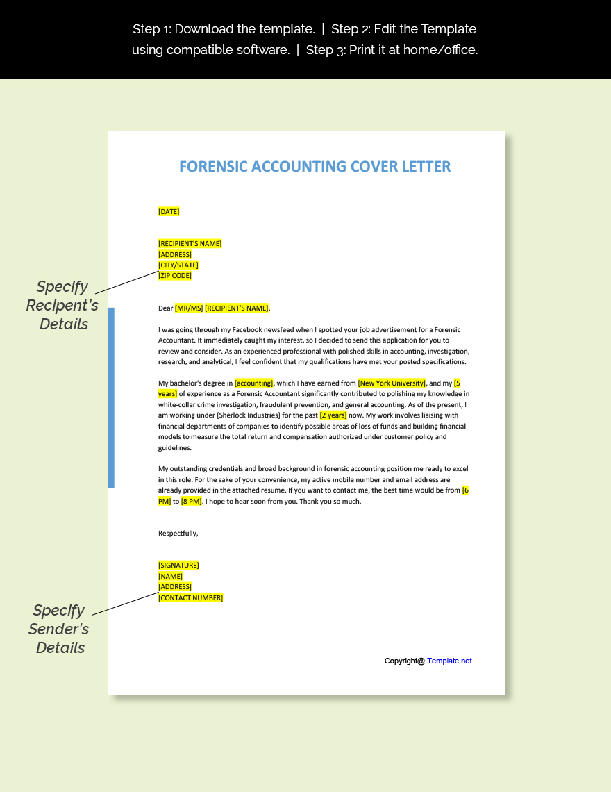 Forensic Accounting Cover Letter