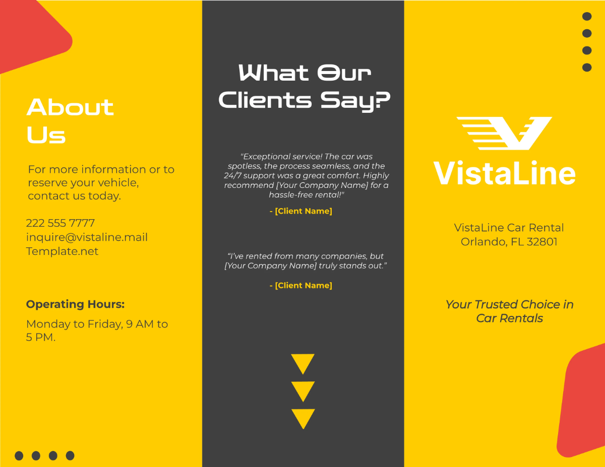 Free Car Rental Sales Brochure Template to Edit Online
