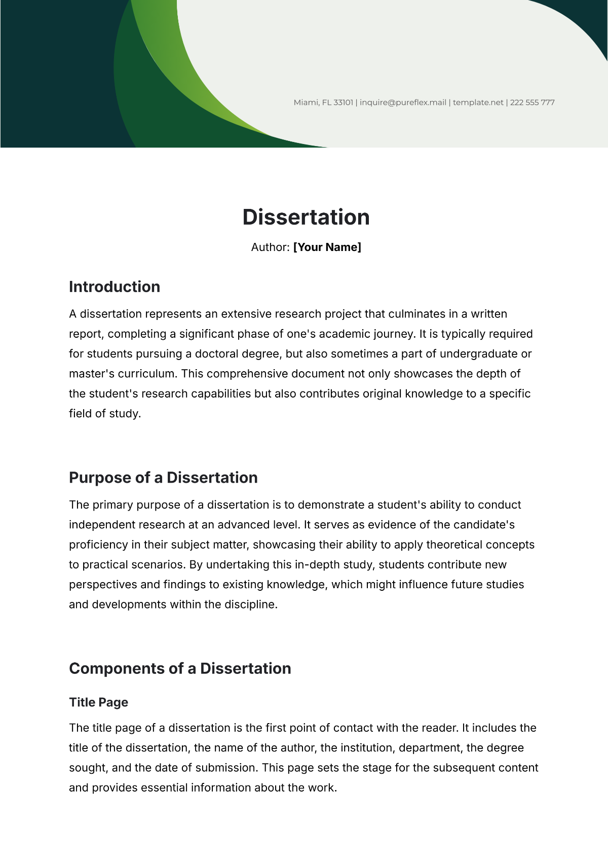 Dissertation Template - Edit Online & Download