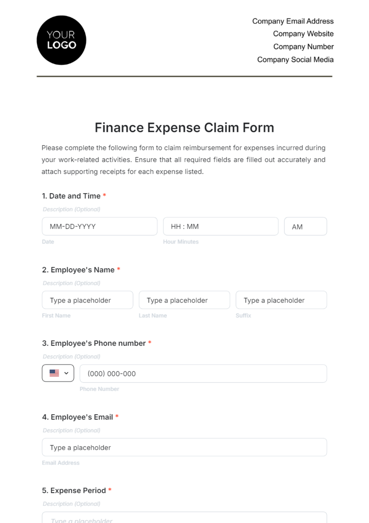 Finance Expense Claim Form Template - Edit Online & Download